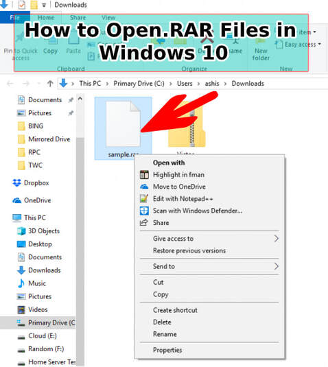 rar file for windows 10